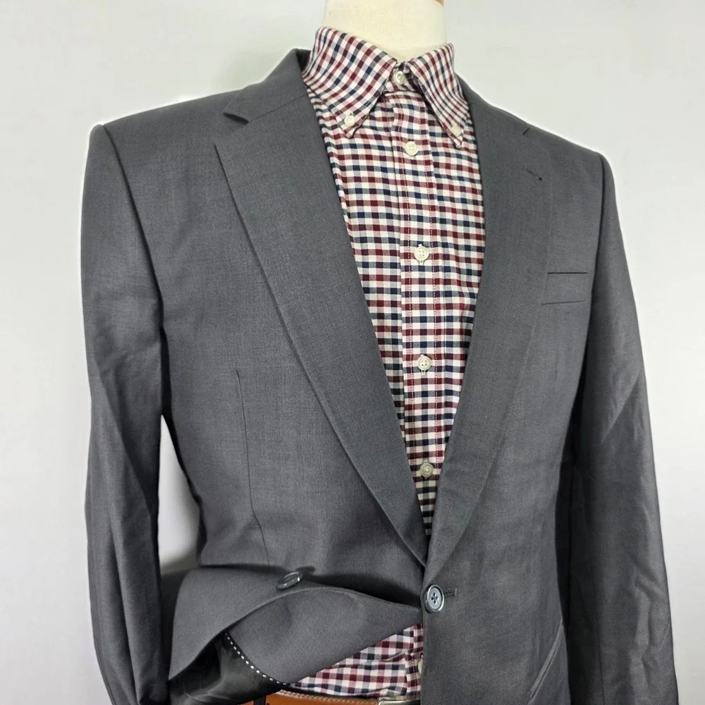 Bespoke Men's Sport Coat Blazer Two Button Gray Custom made size about 42L SLIM‎